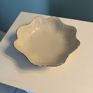 Lenox Cream and Silver Decorative Bowl